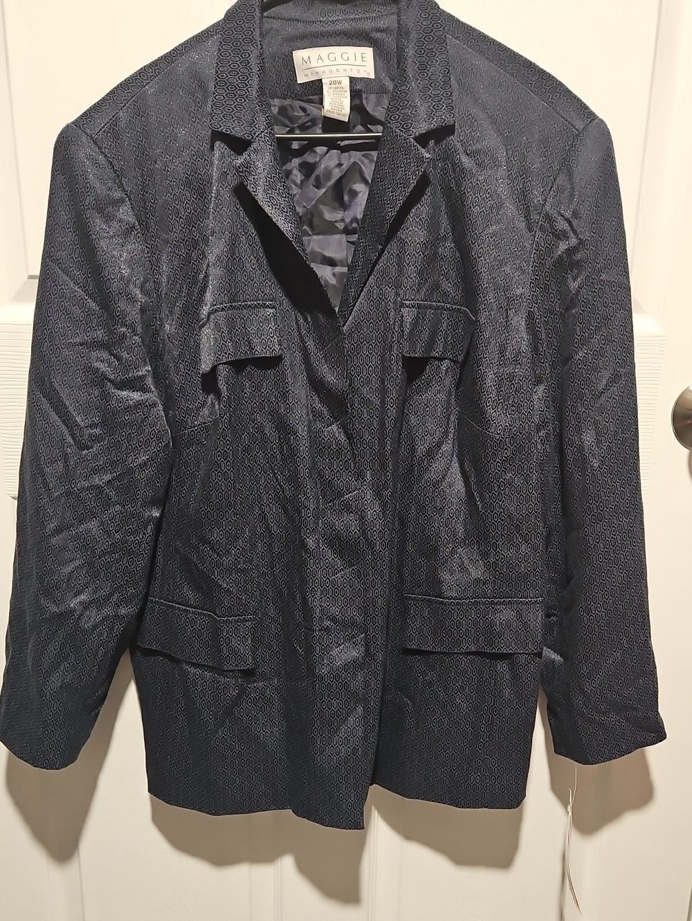 Vintage 90s Maggie McNaughton Black Textured Belted Blazer Jacket Plus Size 20W